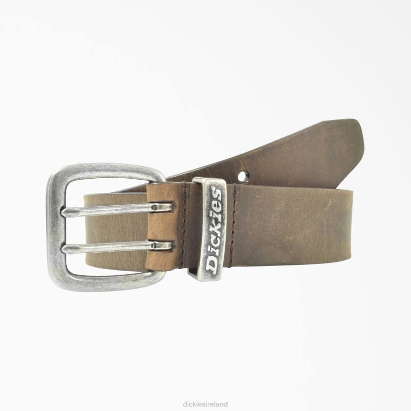 Dickies Unisex Leather Double Prong Buckle Belt Tan (BR) N80J2810 Accessories