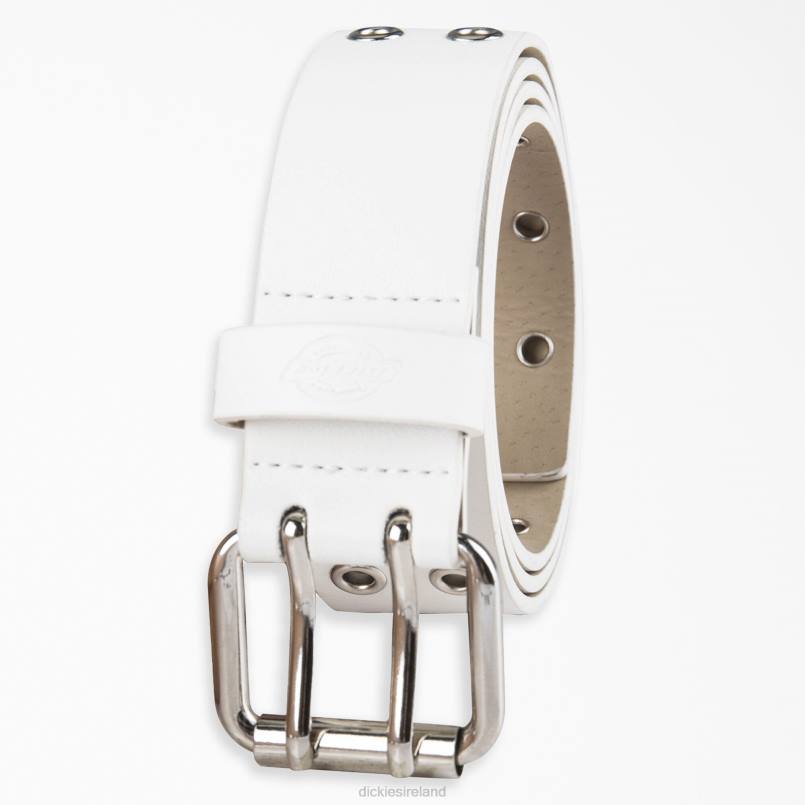 Dickies Women Leather Double Grommet Belt White (WH) N80J2838 Accessories