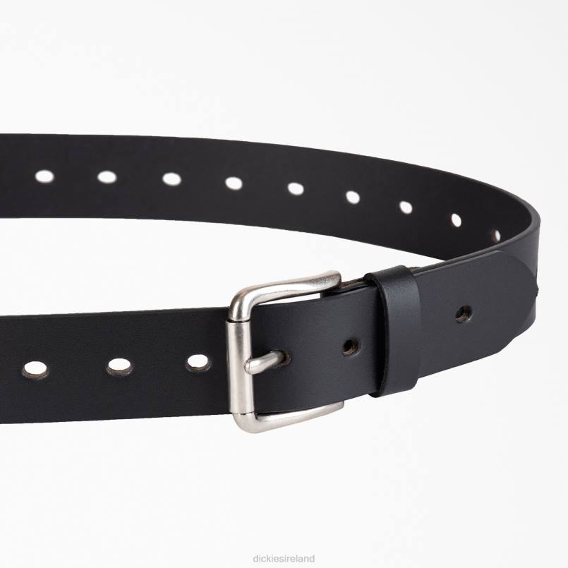 Dickies Women Perforated Leather Belt Black (BK) N80J2839 Accessories