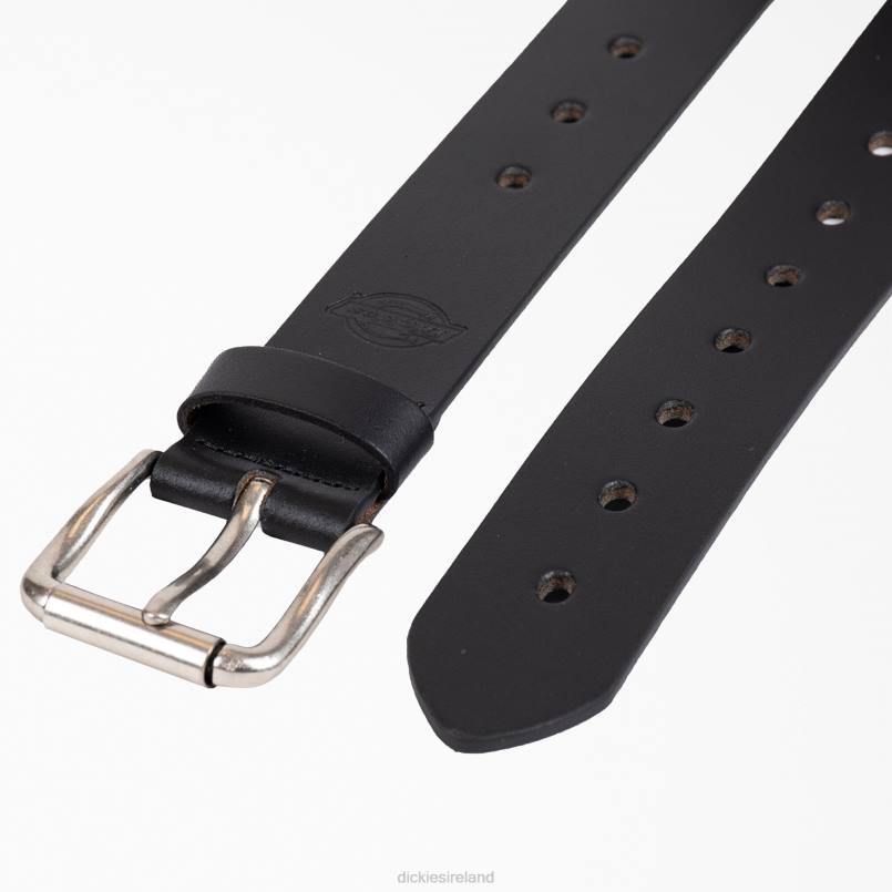 Dickies Women Perforated Leather Belt Black (BK) N80J2839 Accessories