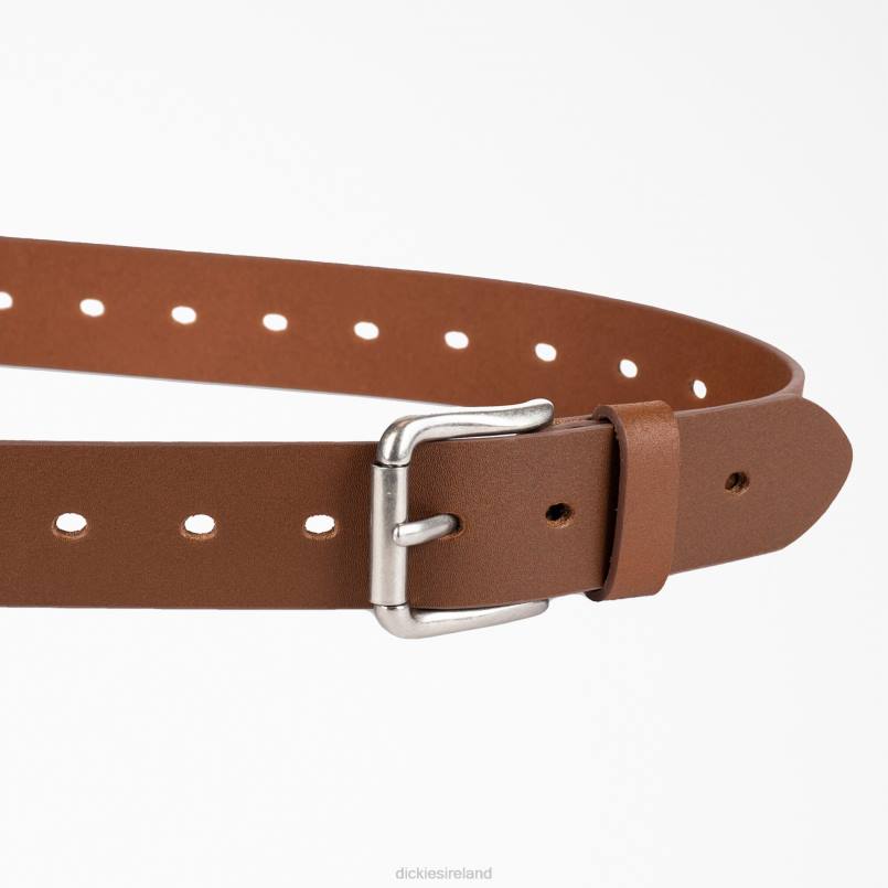 Dickies Women Perforated Leather Belt Dark Tan (DT) N80J2840 Accessories
