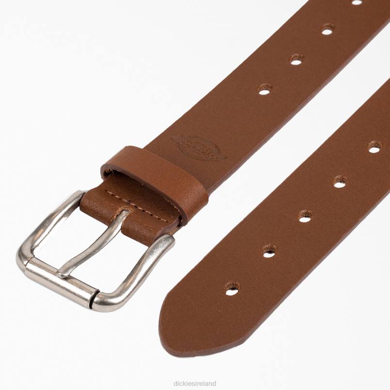 Dickies Women Perforated Leather Belt Dark Tan (DT) N80J2840 Accessories