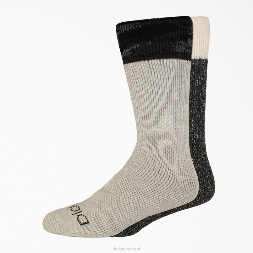 Dickies Unisex Heavyweight Charcoal Fiber Crew Socks 2-Pack Gray/Black (GEB) N80J3018 Accessories