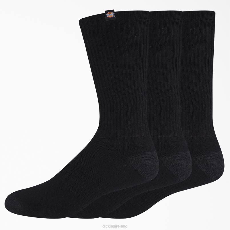 Dickies Unisex Label Crew Socks 3-Pack Black (BK) N80J2807 Accessories