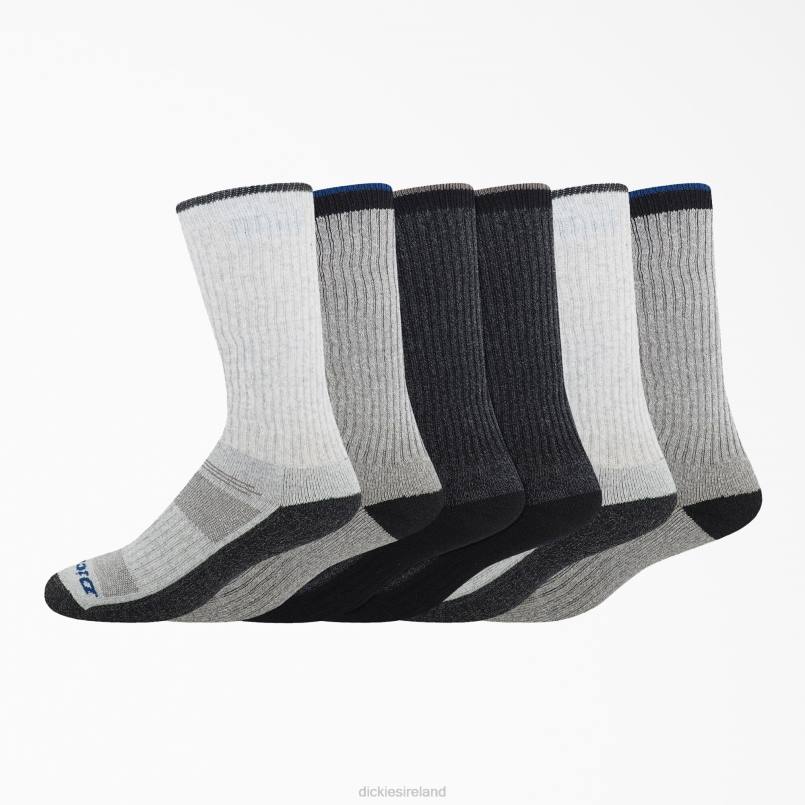 Dickies Unisex The Navigator Crew Socks 6-Pack Medium Gray (MG) N80J3014 Accessories