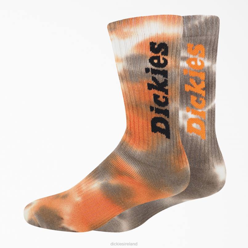 Dickies Unisex Tie-Dye Crew Socks 2-Pack Orange Pepper (RPN) N80J2930 Accessories