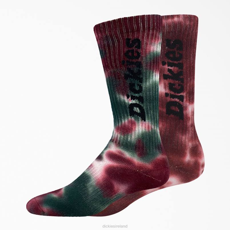 Dickies Unisex Tie-Dye Crew Socks 2-Pack Wine Tie-Dye (WDT) N80J2932 Accessories