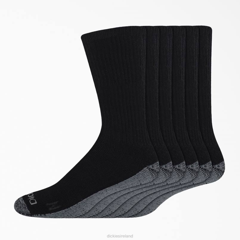 Dickies Unisex Work Crew Socks 6-Pack Black (BK) N80J2958 Accessories
