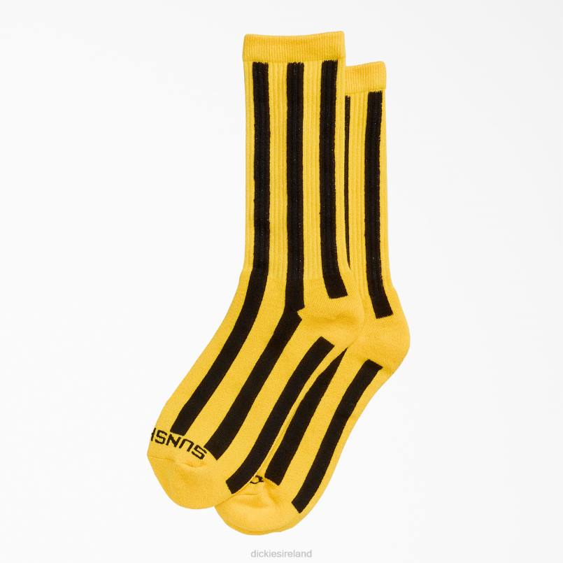Dickies Unisex New York Sunshine Stripes Socks Yellow (YL) N80J2925 Accessories