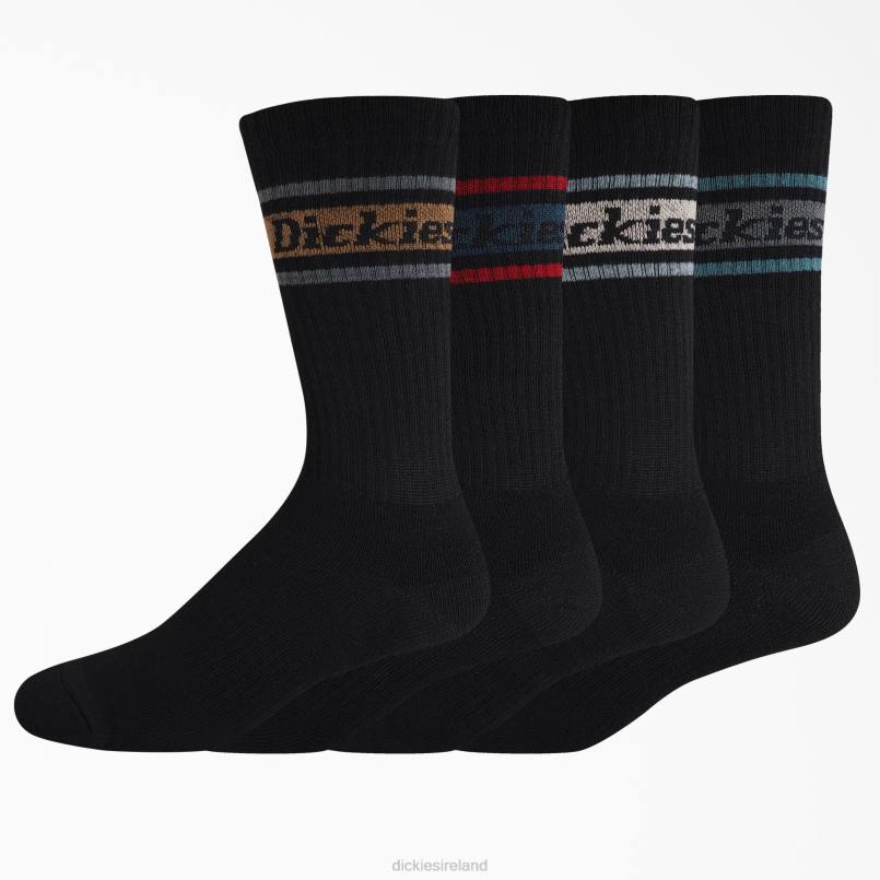 Dickies Unisex Rugby Stripe Socks 4-Pack Black (BK) N80J2785 Accessories