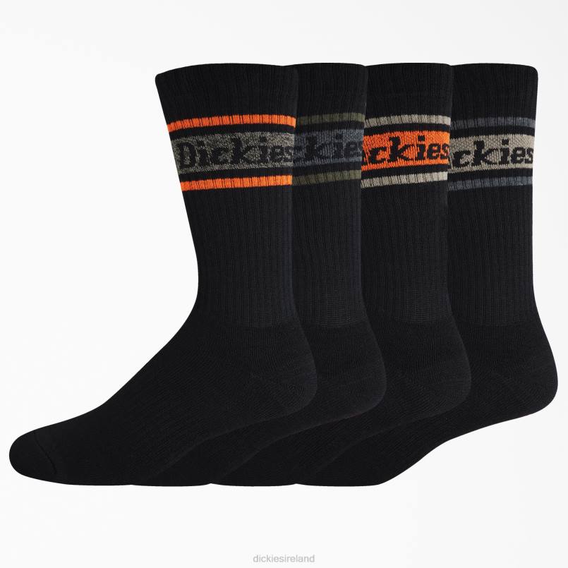 Dickies Unisex Rugby Stripe Socks 4-Pack Black Stripe (BKS) N80J2786 Accessories