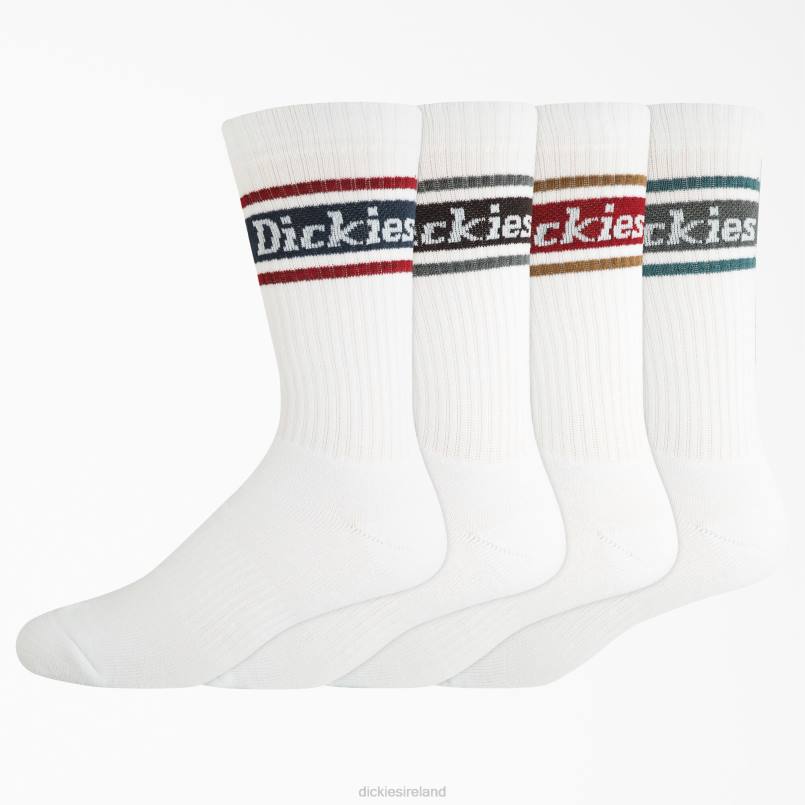 Dickies Unisex Rugby Stripe Socks 4-Pack White (WH) N80J2794 Accessories