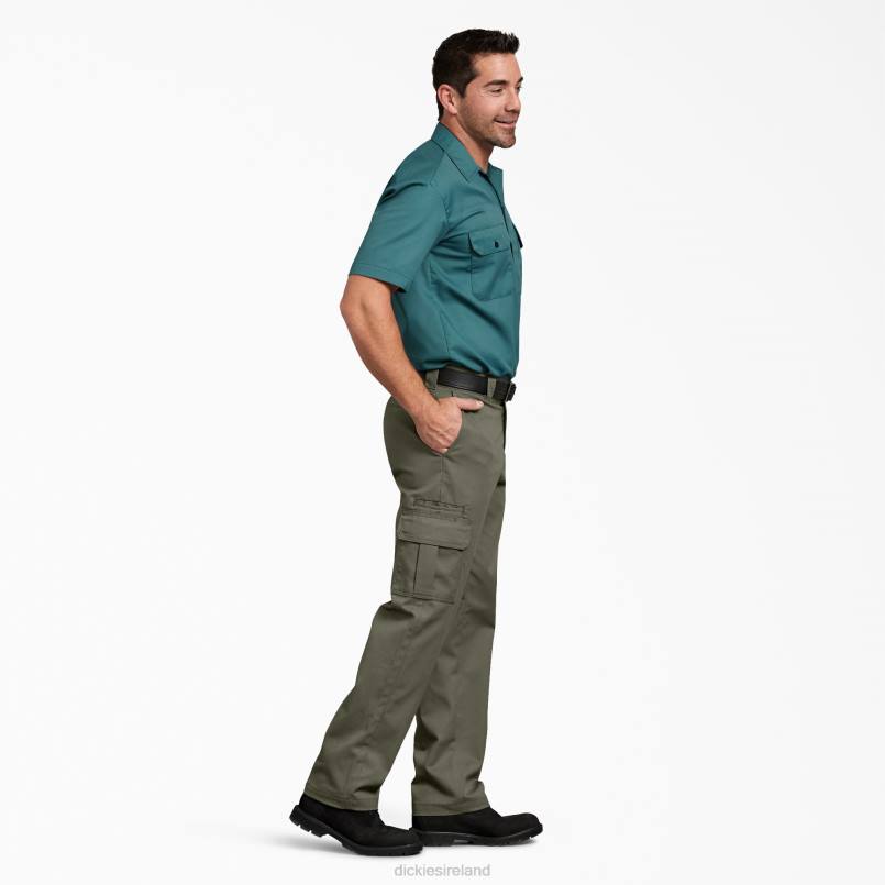 Dickies Men FLEX Regular Fit Cargo Pants Moss Green (MS) N80J39 Apparel