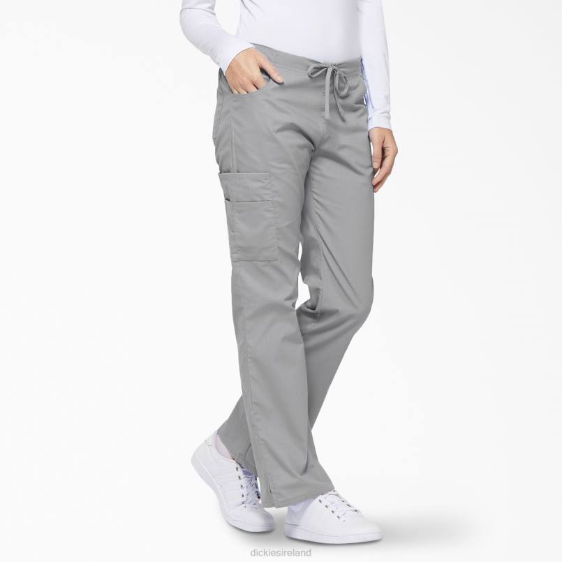 Dickies Women EDS Signature Flare Leg Cargo Scrub Pants Gray (GY) N80J2527 Apparel
