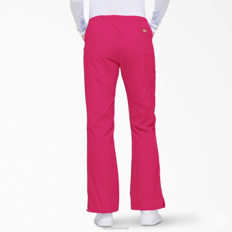 Dickies Women EDS Signature Flare Leg Cargo Scrub Pants Hot Pink (HPK) N80J2528 Apparel