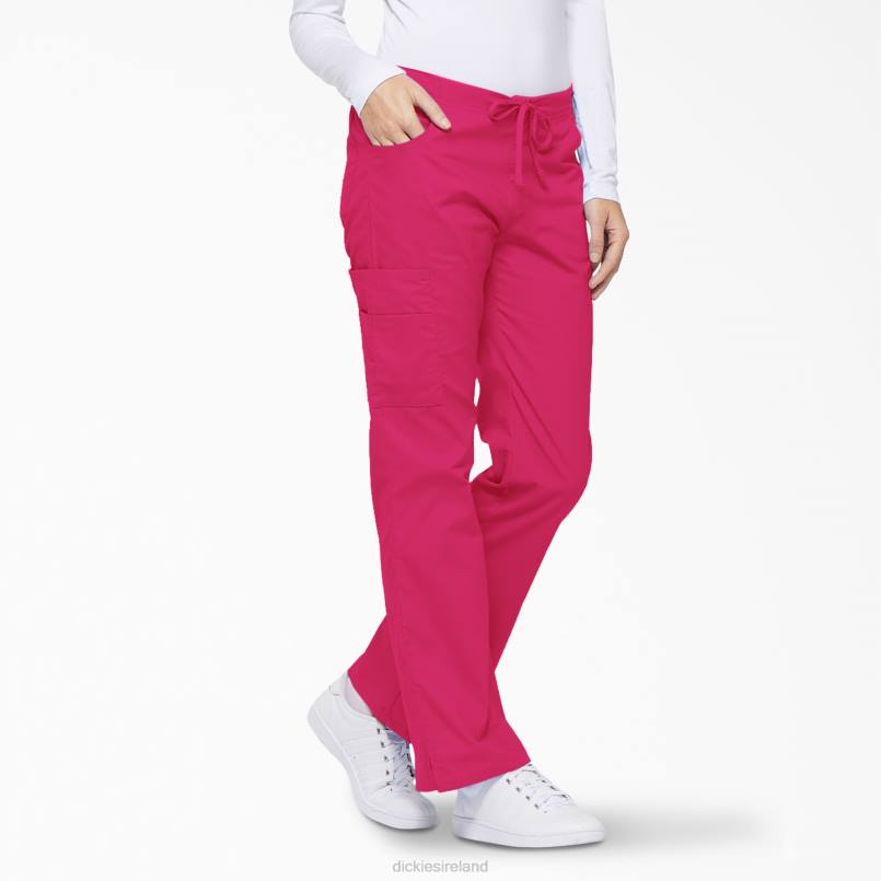 Dickies Women EDS Signature Flare Leg Cargo Scrub Pants Hot Pink (HPK) N80J2528 Apparel