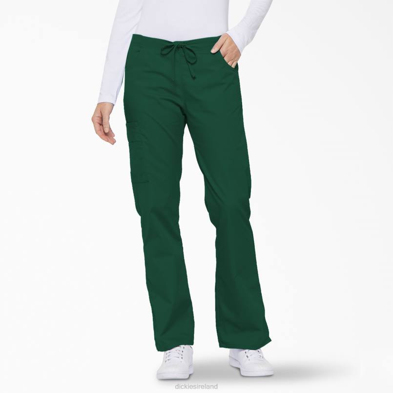 Dickies Women EDS Signature Flare Leg Cargo Scrub Pants Hunter Green (HTR) N80J2529 Apparel