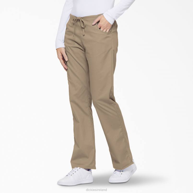 Dickies Women EDS Signature Flare Leg Cargo Scrub Pants Khaki (KHA) N80J2530 Apparel