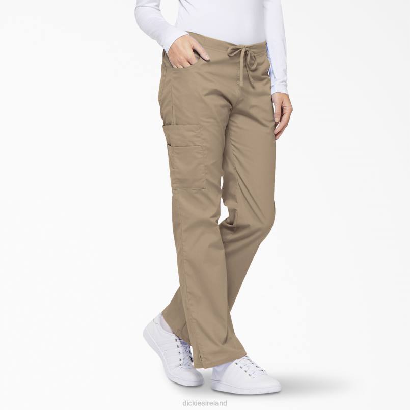 Dickies Women EDS Signature Flare Leg Cargo Scrub Pants Khaki (KHA) N80J2530 Apparel