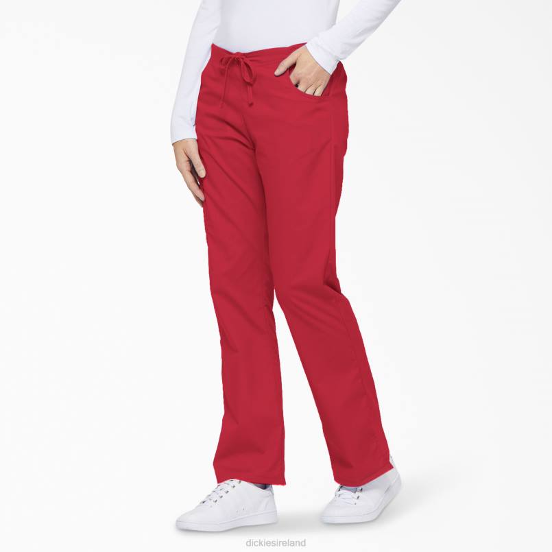 Dickies Women EDS Signature Flare Leg Cargo Scrub Pants Red (RD) N80J2534 Apparel