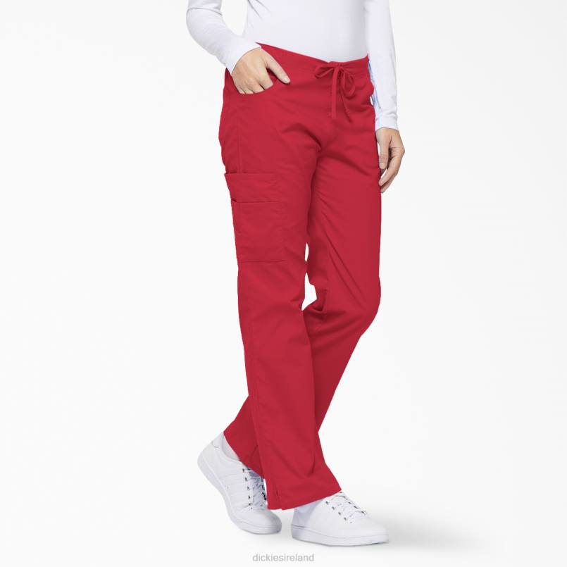 Dickies Women EDS Signature Flare Leg Cargo Scrub Pants Red (RD) N80J2534 Apparel