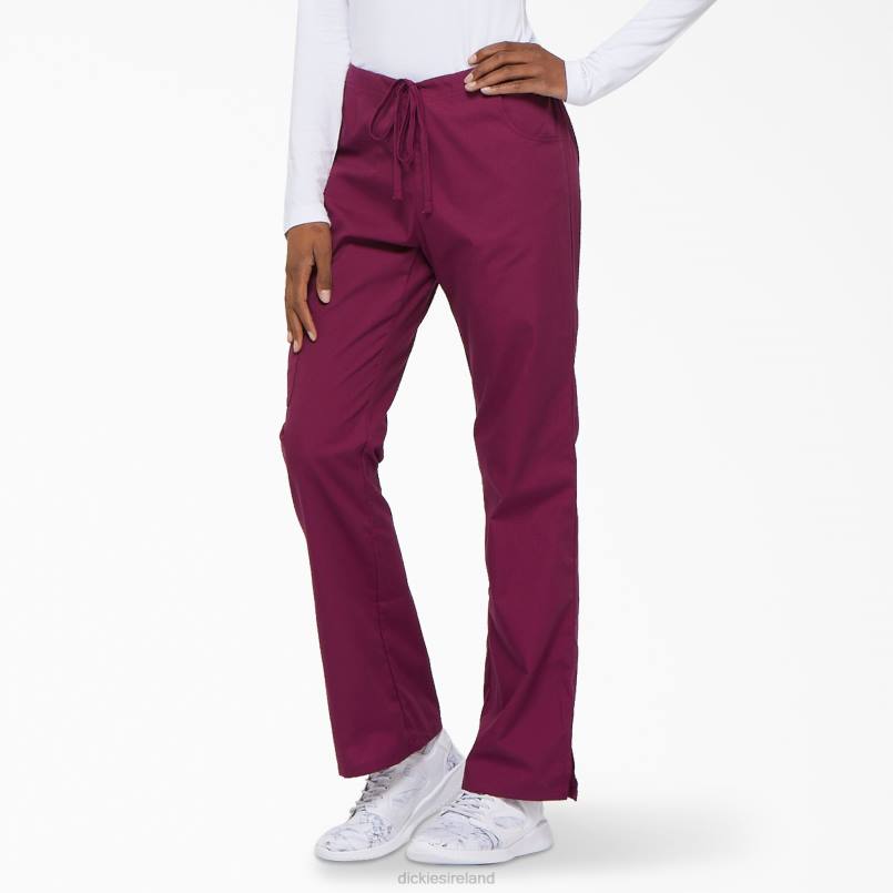 Dickies Women EDS Signature Flare Leg Cargo Scrub Pants Wine (WIN) N80J2535 Apparel