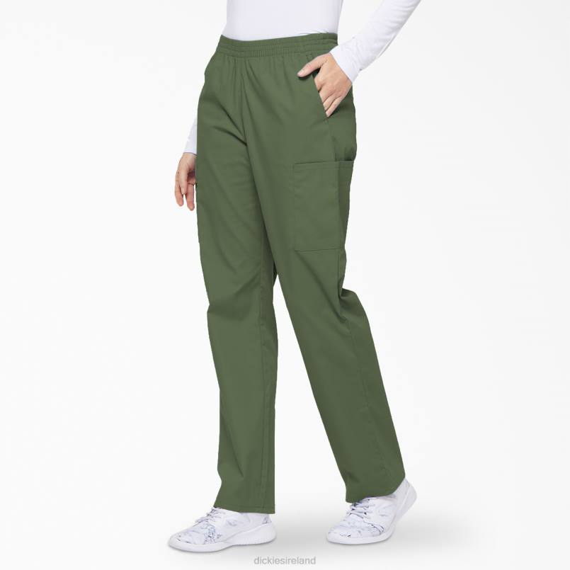 Dickies Women EDS Signature Tapered Leg Cargo Scrub Pants Olive Green (OLI) N80J2397 Apparel