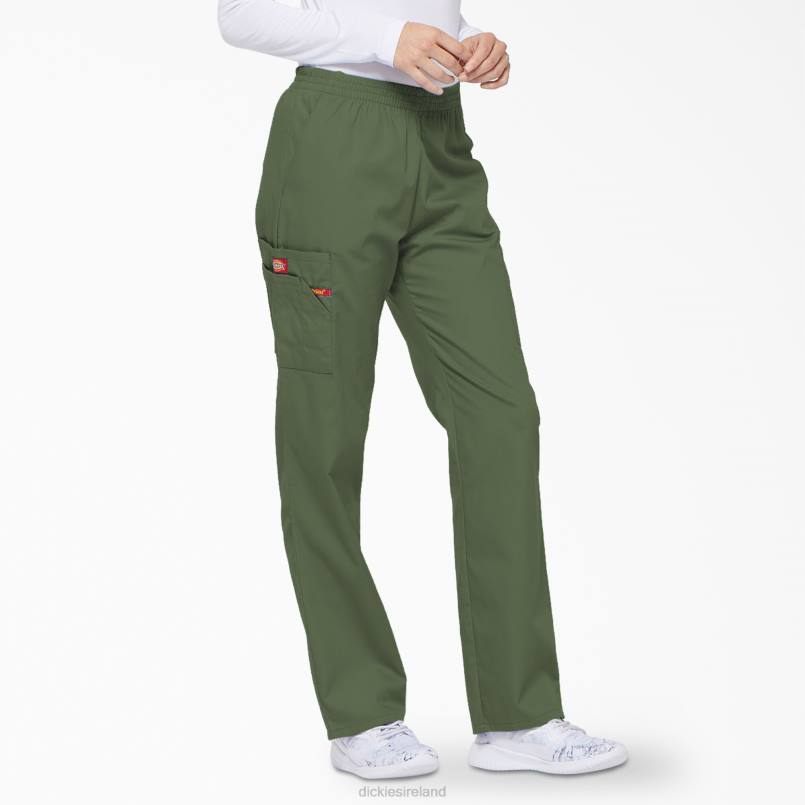 Dickies Women EDS Signature Tapered Leg Cargo Scrub Pants Olive Green (OLI) N80J2397 Apparel