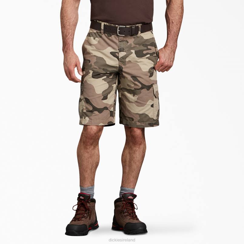 Dickies Men Relaxed Fit Ripstop Cargo Shorts 11" Pebble Brown/Black Camo (SBOC) N80J432 Apparel