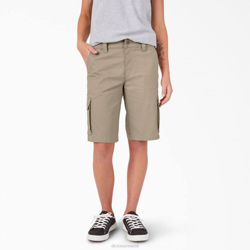 Dickies Women Relaxed Fit Cargo Shorts 11" Desert Sand (DS) N80J2226 Apparel