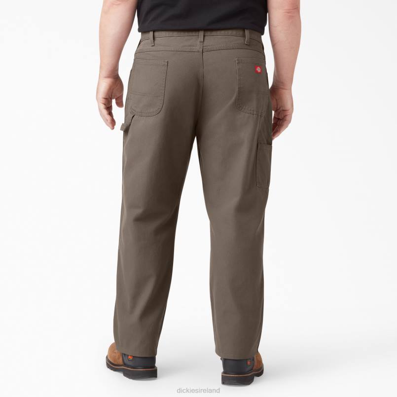 Dickies Men Relaxed Fit Heavyweight Duck Carpenter Pants Rinsed Mushroom (RMR1) N80J88 Apparel