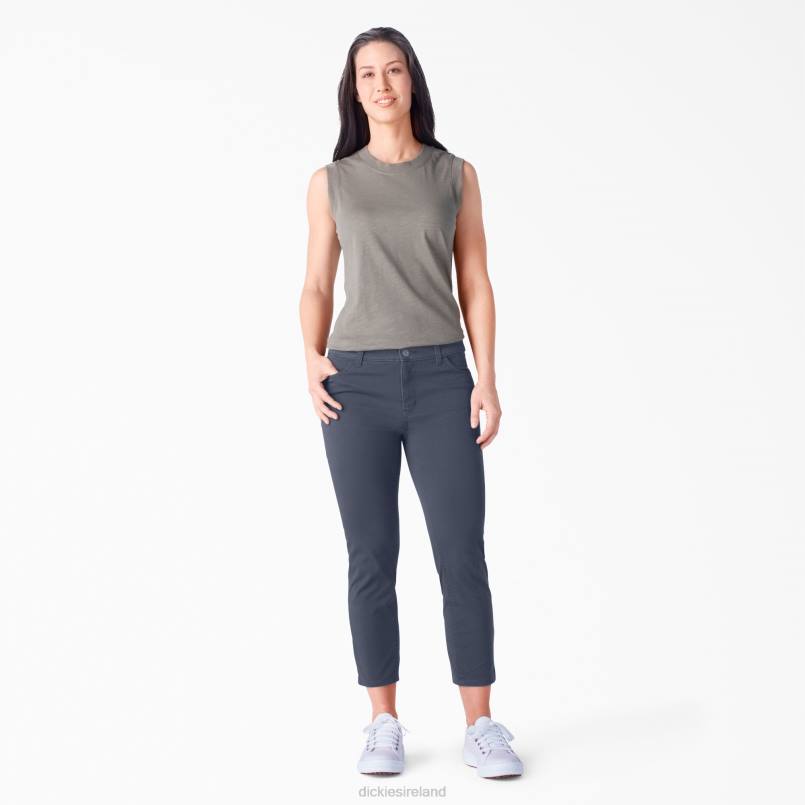Dickies Women Perfect Shape Skinny Fit Capri Rinsed Navy (RNV) N80J1817 Apparel