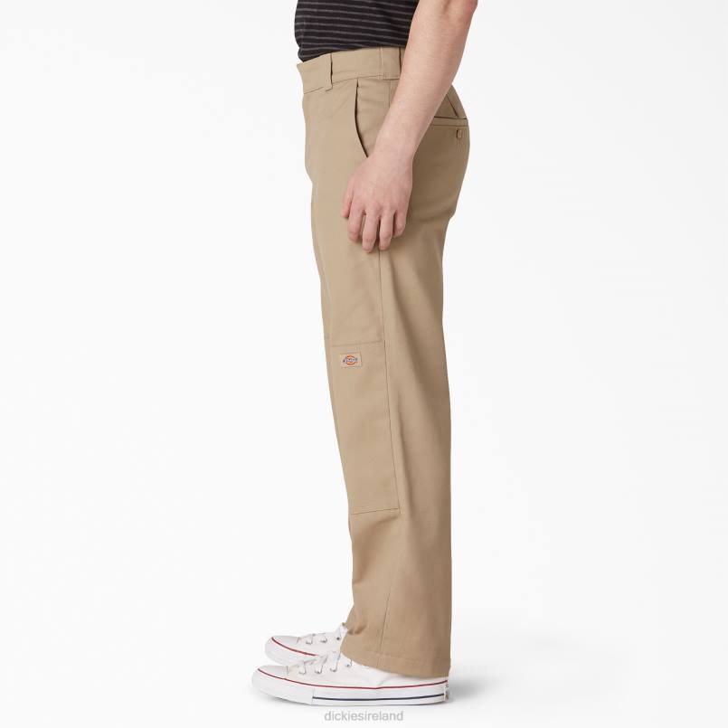 Dickies Men Flat Front Double Knee Pants Khaki (KH) N80J308 Apparel