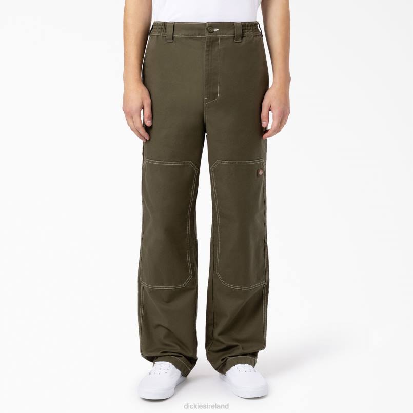 Dickies Men Florala Relaxed Fit Double Knee Pants Military Green (ML) N80J228 Apparel