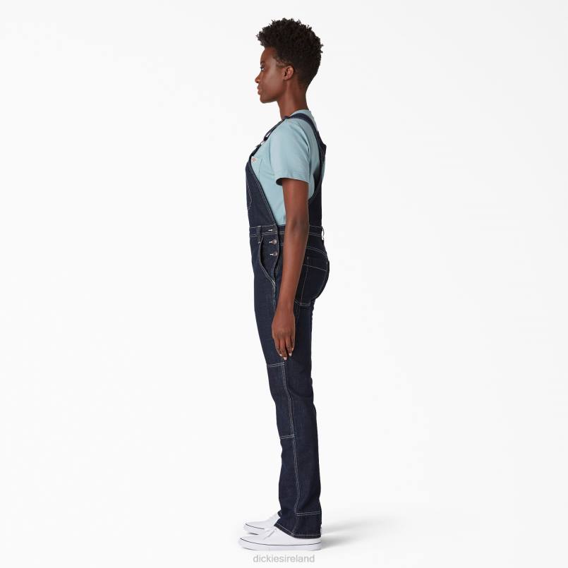 Dickies Women Denim Double Knee Bib Overalls Rinsed Indigo Blue (RNB) N80J1947 Apparel
