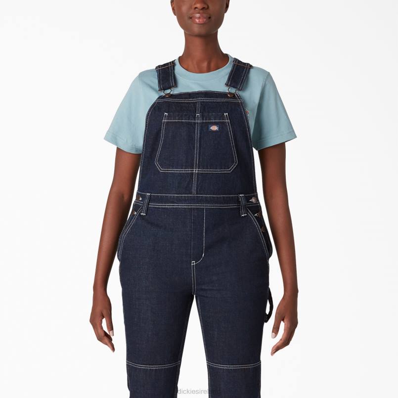 Dickies Women Denim Double Knee Bib Overalls Rinsed Indigo Blue (RNB) N80J1947 Apparel