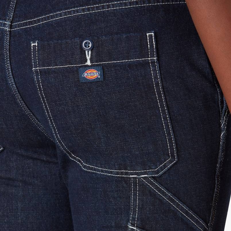 Dickies Women Denim Double Knee Bib Overalls Rinsed Indigo Blue (RNB) N80J1947 Apparel
