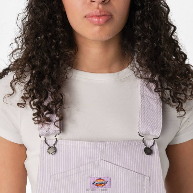 Dickies Women Hickory Stripe Bib Overall Dress Purple Rose Hickory Stripe (YPS) N80J1920 Apparel