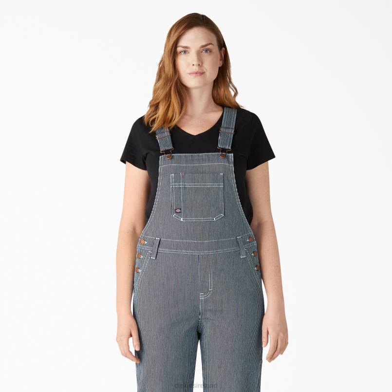 Dickies Women Hickory Stripe Boyfriend Fit Bib Overalls Stonewashed Hickory Stripe (SHS) N80J1943 Apparel