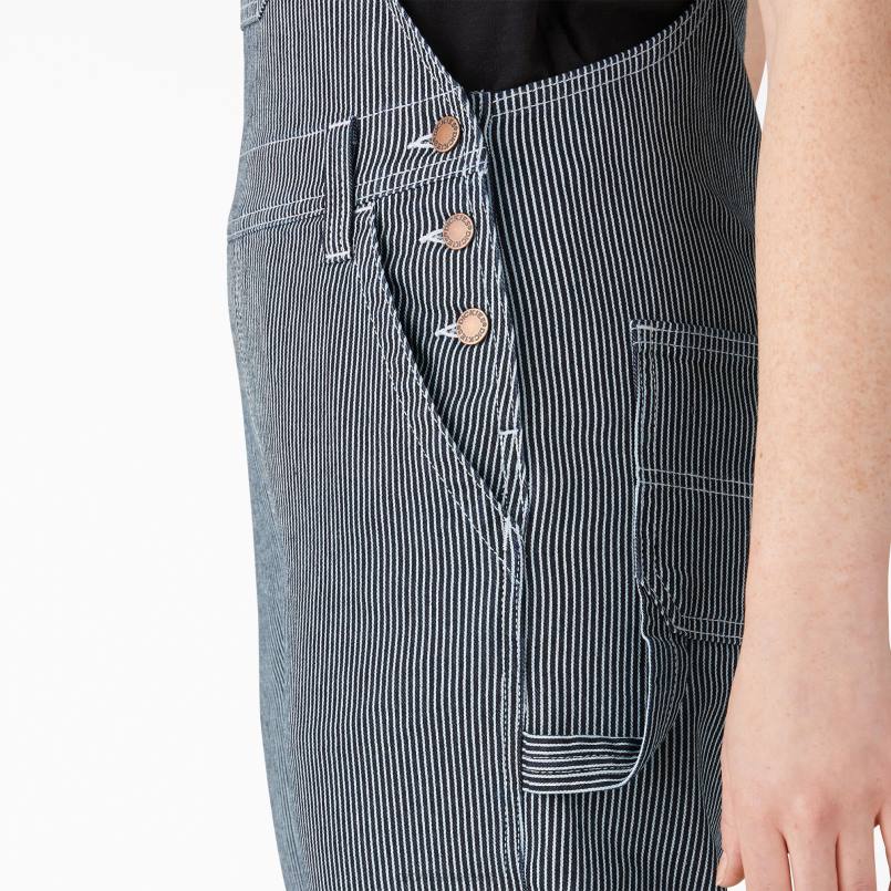 Dickies Women Hickory Stripe Boyfriend Fit Bib Overalls Stonewashed Hickory Stripe (SHS) N80J1943 Apparel