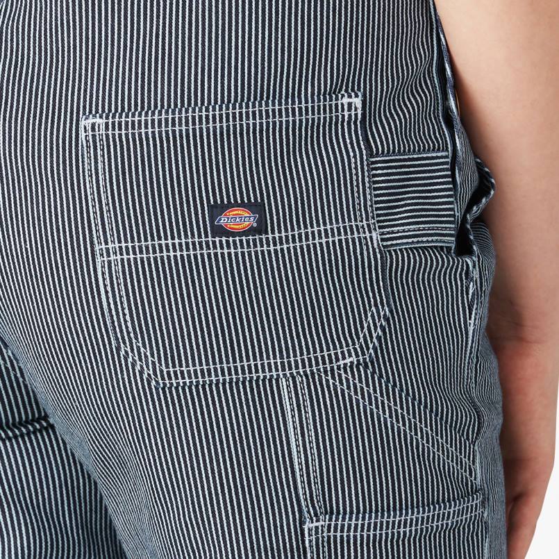 Dickies Women Hickory Stripe Boyfriend Fit Bib Overalls Stonewashed Hickory Stripe (SHS) N80J1943 Apparel