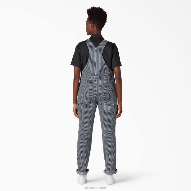 Dickies Women Hickory Stripe Double Knee Bib Overalls Rinsed Hickory Stripe (RHS) N80J1946 Apparel