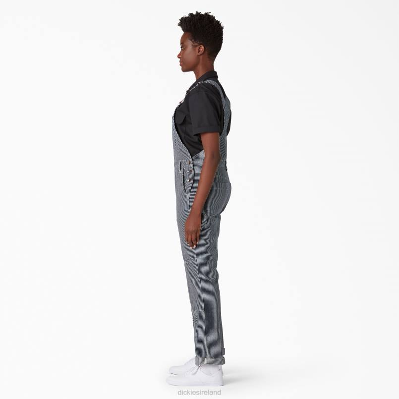 Dickies Women Hickory Stripe Double Knee Bib Overalls Rinsed Hickory Stripe (RHS) N80J1946 Apparel