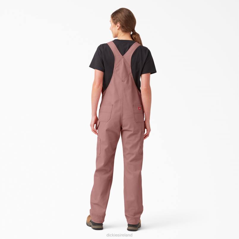 Dickies Women Relaxed Fit Bib Overalls Rinsed Ash Rose (RAR) N80J1557 Apparel