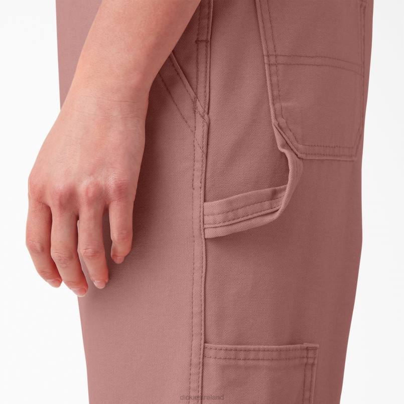 Dickies Women Relaxed Fit Bib Overalls Rinsed Ash Rose (RAR) N80J1557 Apparel