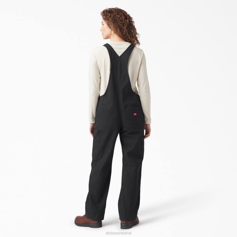 Dickies Women Relaxed Fit Bib Overalls Rinsed Black (RBK) N80J1559 Apparel