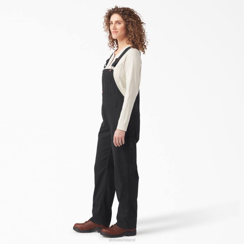 Dickies Women Relaxed Fit Bib Overalls Rinsed Black (RBK) N80J1559 Apparel