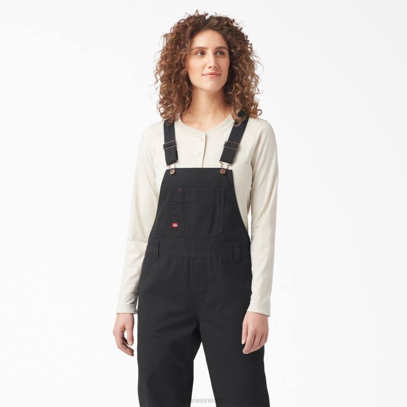 Dickies Women Relaxed Fit Bib Overalls Rinsed Black (RBK) N80J1559 Apparel