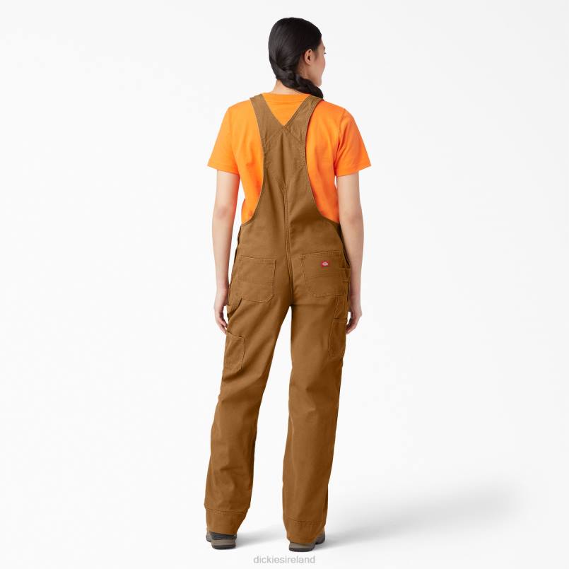Dickies Women Relaxed Fit Bib Overalls Rinsed Brown Duck (RBD) N80J1558 Apparel