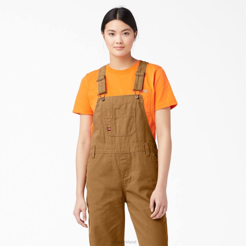 Dickies Women Relaxed Fit Bib Overalls Rinsed Brown Duck (RBD) N80J1558 Apparel